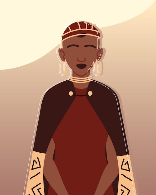 Vector retrato de mujer tribal africana