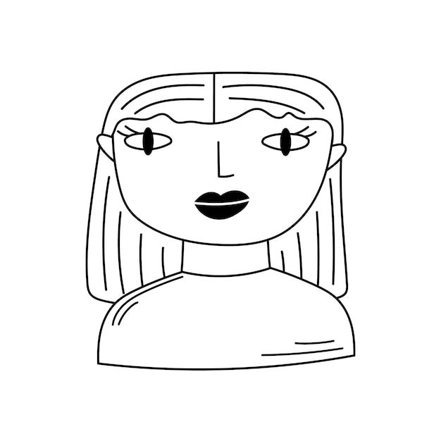 retrato, de, un, niña joven, con, labios carnosos, y, pelo medio