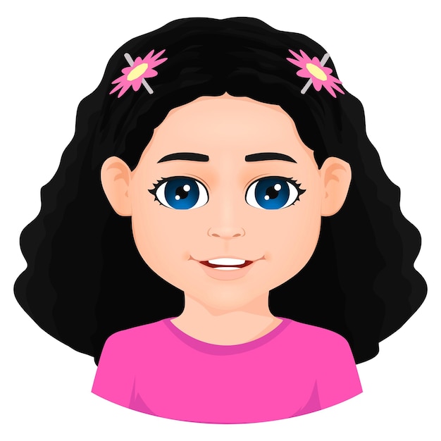 Vector retrato de niña con pelo tupido