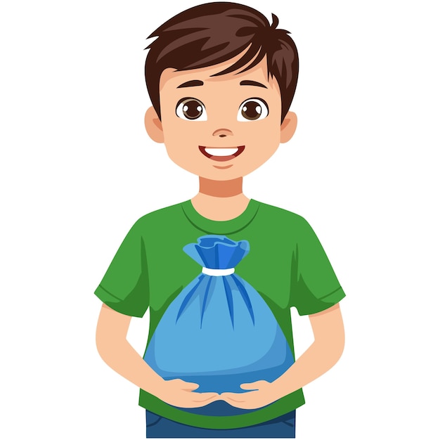 Retrato de un niño con un concepto de reciclaje