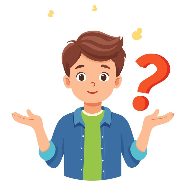 Vector retrato de un niño confundido con un signo de pregunta