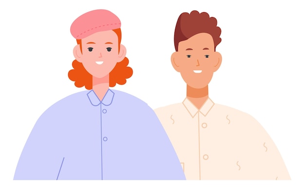 Vector retrato de niño y niña personaje adolescente jóvenes