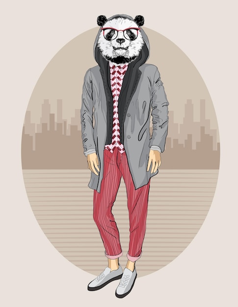 Retrato de panda de moda