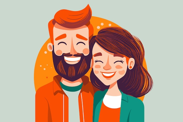 Retrato de pareja joven enamorado feliz sonriente alegre chico chica en san valentín