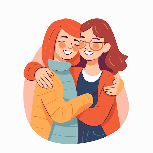 Vector retrato de una pareja lesbiana siendo amorosa y feliz dos chicas gay besándose el concepto de comunidad del orgullo