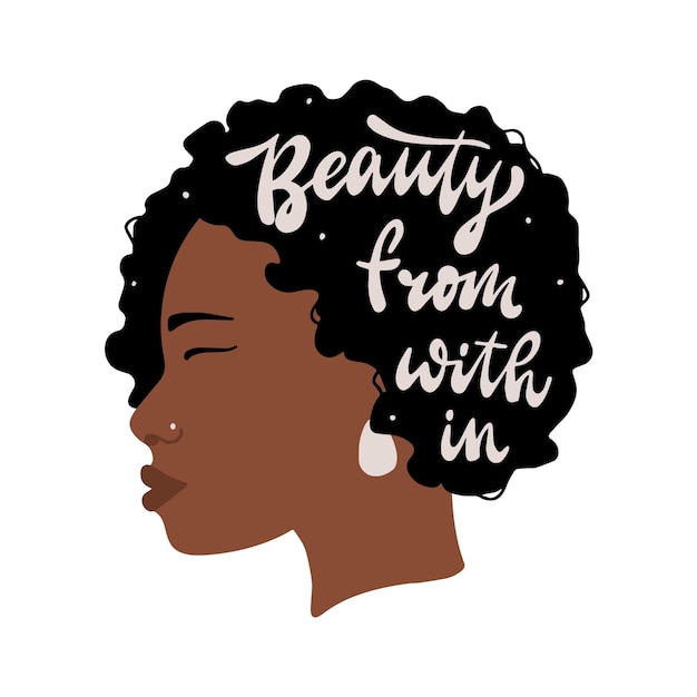 Retrato de perfil de mujer africana con cita inspiradora