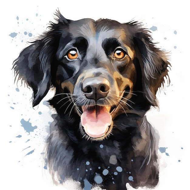 Vector retrato de perro de acuarela suave con un fondo blanco