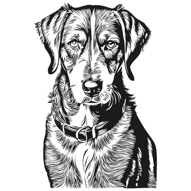Retrato de perro Bluetick Coonhound en dibujo a mano de animal vectorial para tatuaje o ilustración de impresión de camiseta mascota de raza realista