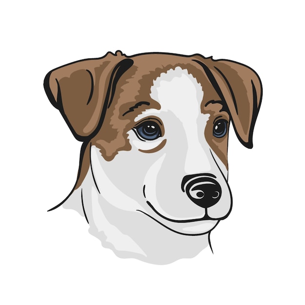 Vector retrato de perro cachorro jack russell terrier