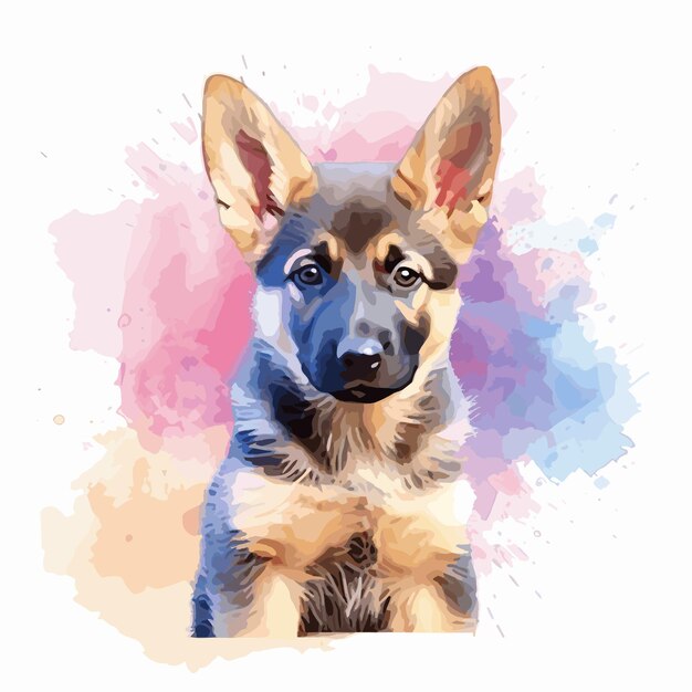 Vector retrato de perro colorido aislado en fondo blanco estilo de dibujo de acuarela de perro