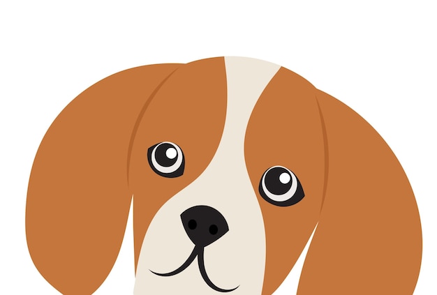 Retrato de perro en vector aislado de diseño plano