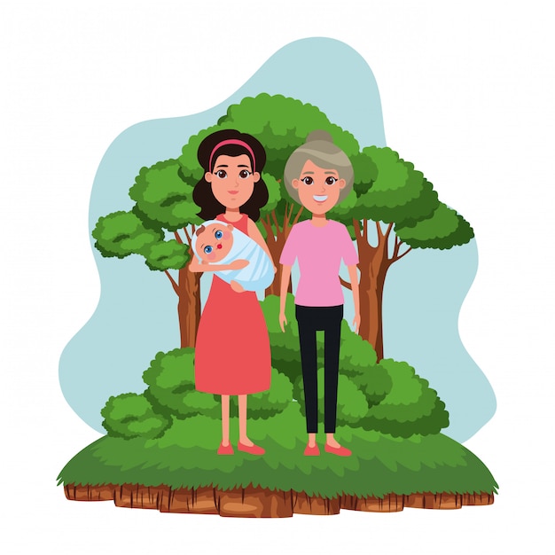 Retrato de personaje de dibujos animados de avatar familiar