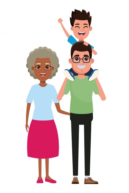 Retrato de personaje de dibujos animados de avatar familiar