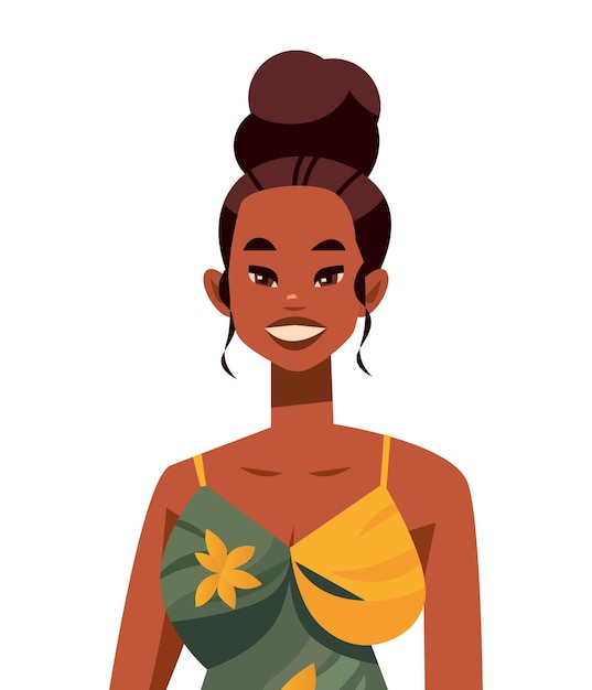 Vector retrato de personaje de dibujos animados mujer latina hermosa mujer brasileña