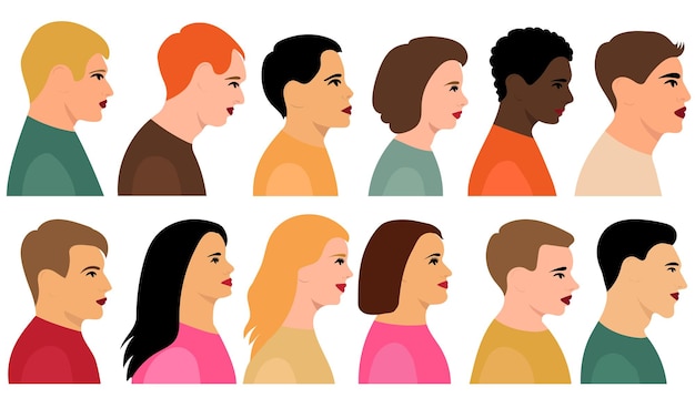 Retrato de personas de diferentes nacionalidades diseño plano vector aislado