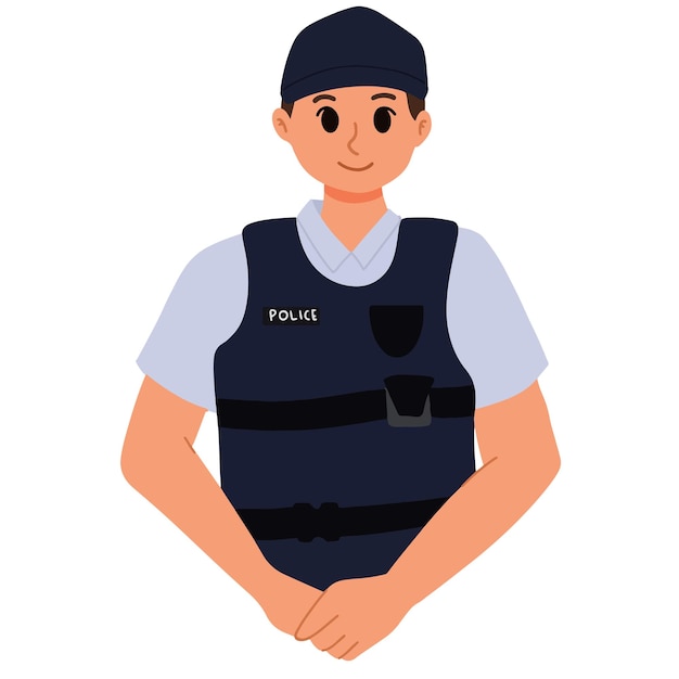 Vector un retrato de un policía con ilustración de uniforme