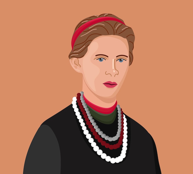 Vector retrato pop de un famoso escritor ucraniano y figura pública del siglo xviii lesya ukrainka