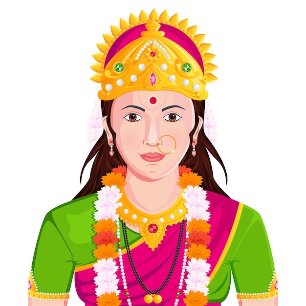 Vector retrato de la reina sita happy ram navami