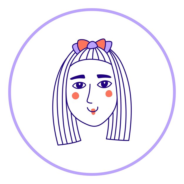 Retrato del rostro dibujado a mano de un avatar simple de un joven para aplicaciones de redes sociales, iconos de sitios web