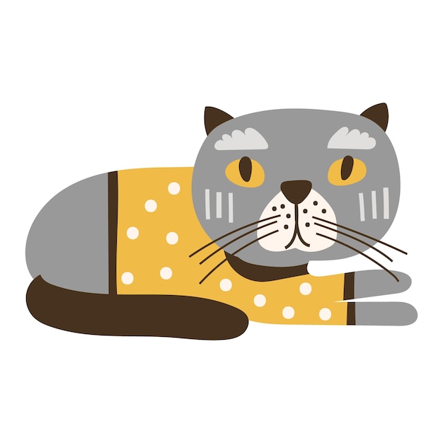 Vector retrato de scottish fold cat sobre fondo aislado ilustración vectorial
