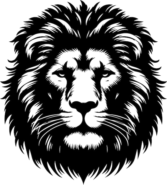 Retrato silueta de la cara de un león grande Vector de stock Ilustraciónvector silueta de color negro