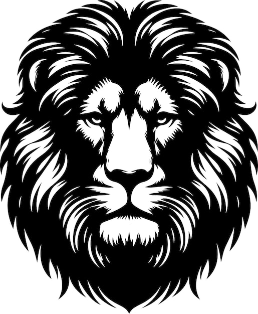Retrato silueta de la cara de un león grande Vector de stock Ilustraciónvector silueta de color negro