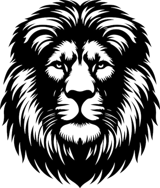 Retrato silueta de la cara de un león grande Vector de stock Ilustraciónvector silueta de color negro