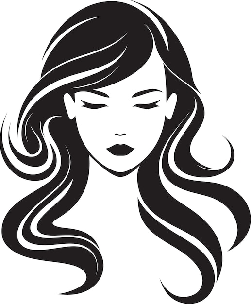 Retrato de sombra elegante Abstracto de la mujer Cara gráfica Contorno elegante Negro Abstract Woma