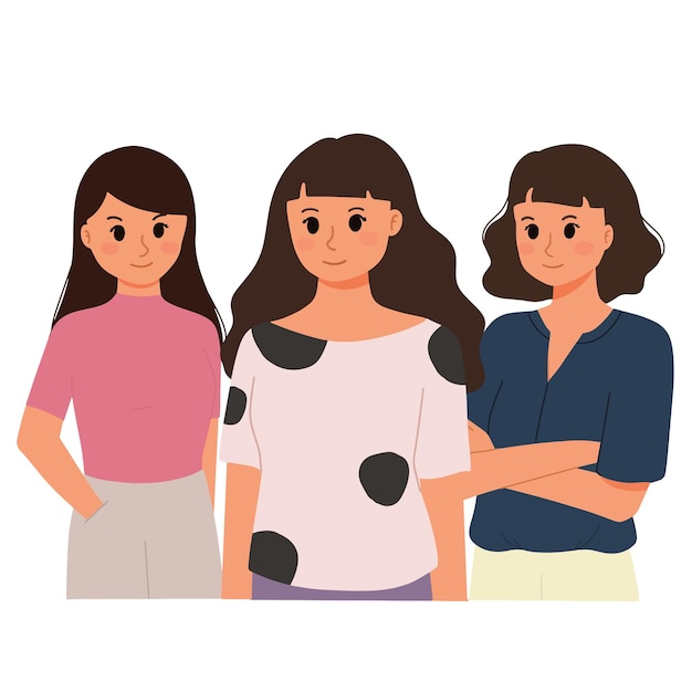 Un retrato de tres mujeres sonriendo ilustración