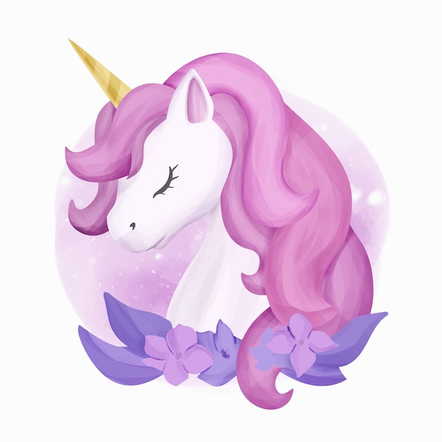 Retrato de unicornio con cabello de belleza