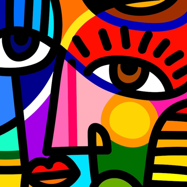 Vector retratos de cara decorativos abstractos coloridos dibujados a mano ilustración vectorial arte lineal étnico
