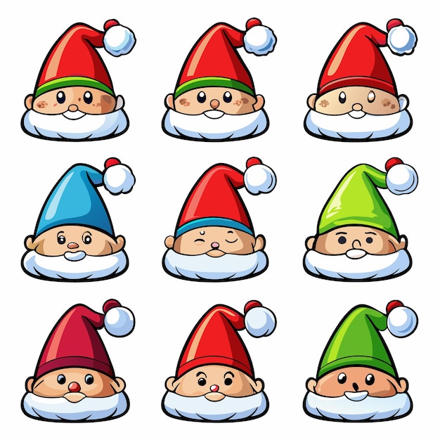 Los retratos coloridos de Santa Claus Nueve ilustraciones únicas de Santa Claus