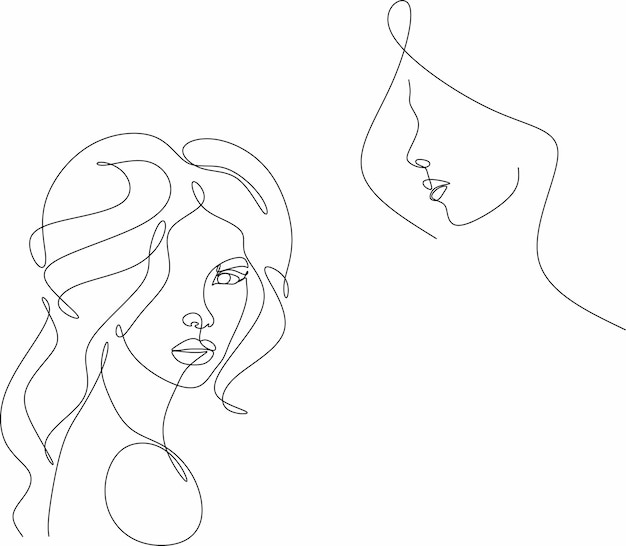 Retratos de mujeres de arte de línea minimalista