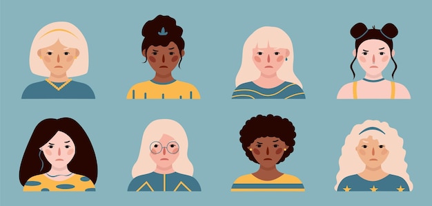 Retratos de niñas conjunto de vector