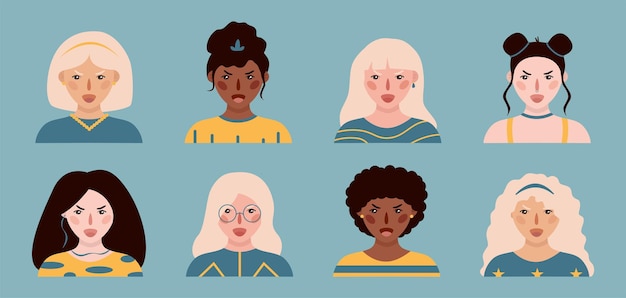 Retratos de niñas conjunto de vector