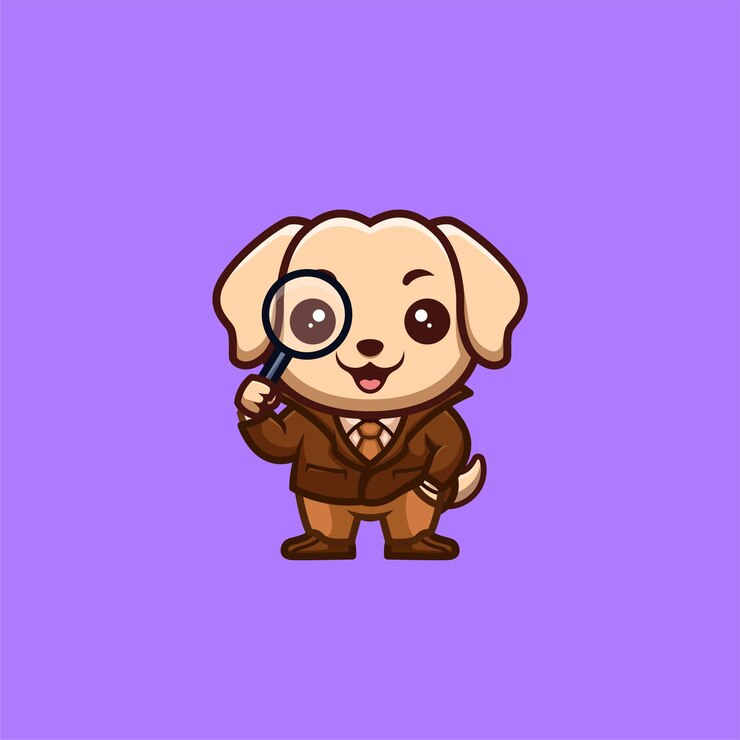 Vector retriever detective cute creative kawaii cartoon mascot logo