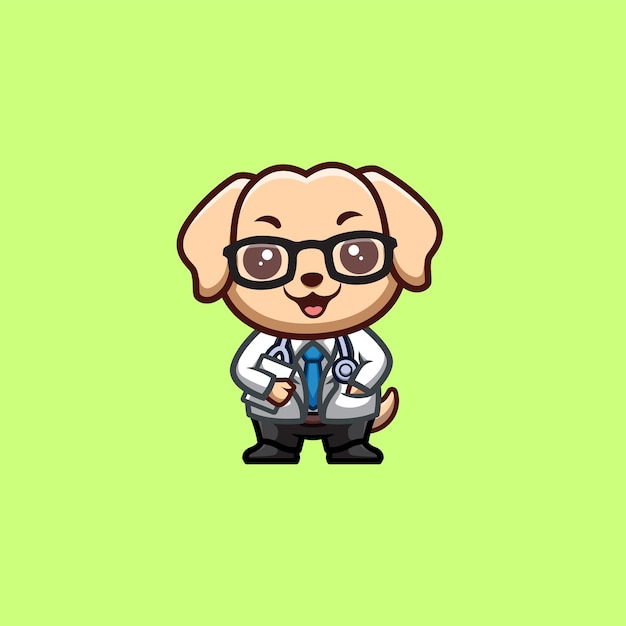 Retriever doctor cute creative kawaii cartoon mascot logo