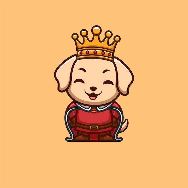 Vector retriever king cute creative kawaii logotipo de mascota de dibujos animados