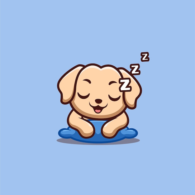 Retriever sleepy cute creative kawaii cartoon mascot logo