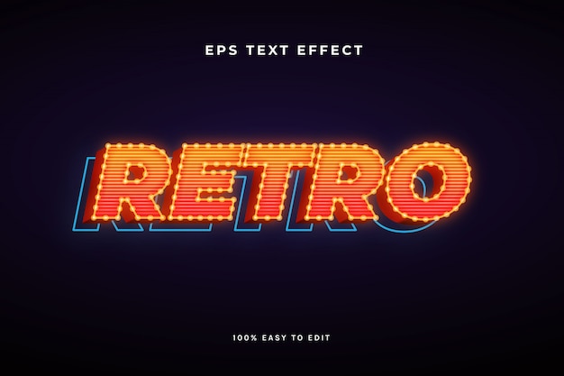 Vector retro 3d con efecto de texto de bombilla