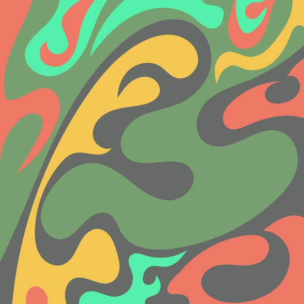 Retro Abstract remolinos y curvas en un patrón psicodélico