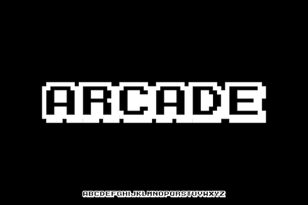 Retro Arcade Creativo Píxeles vectoriales Pantalla de sombras Alfabeto Diseño de fuentes Ilustración vectorial