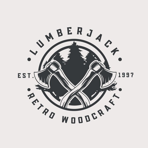 Retro Badge Lumberjack Vintage Diseño del logotipo plantilla Ilustración vectorial