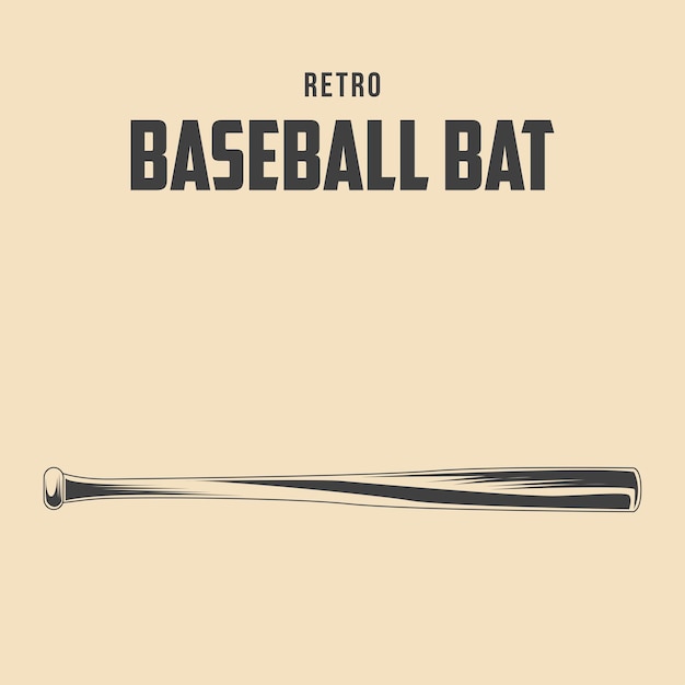 retro, bate béisbol, vector, ilustración