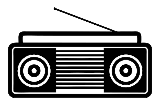 Retro Boombox en blanco y negro