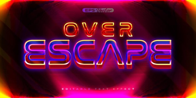 Retro brillante efecto de texto editable Y2K sobre el escape