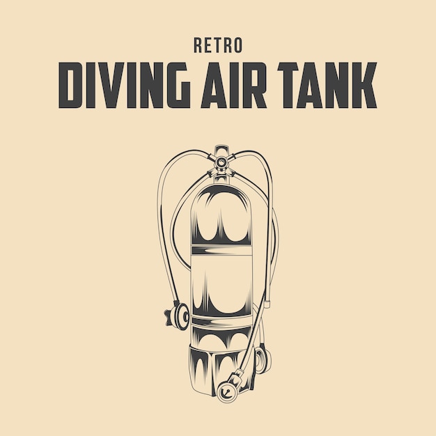 Retro Buceo Aire Tanque Vector Ilustración