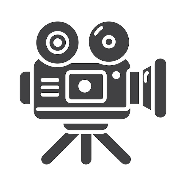 Retro cámara de video vectorial objeto negro o diseño ilustración vectorial cámara de cine anticuada