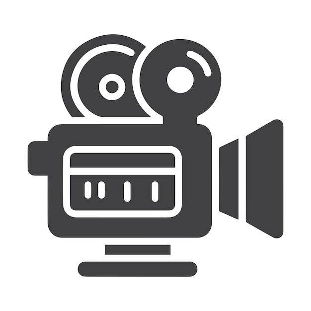 Retro cámara de video vectorial objeto negro o diseño ilustración vectorial cámara de cine anticuada