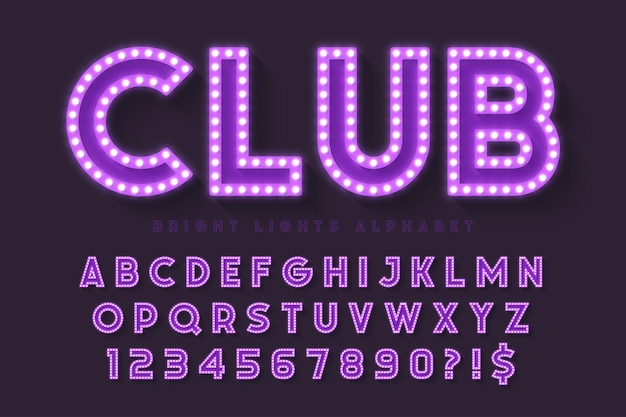 Retro cine alfabeto diseño cabaret hadas lámparas LED letras y números